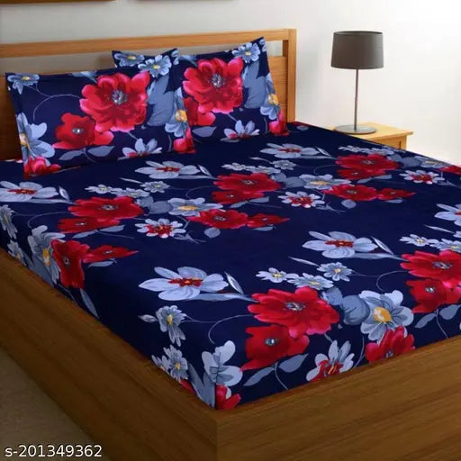 STYLISH 100% POLYCOTTON DOUBLE BED SHEET SIZE 90x90 inch WITH 2 PC PILLOW COVER SIZE 16x26 inch