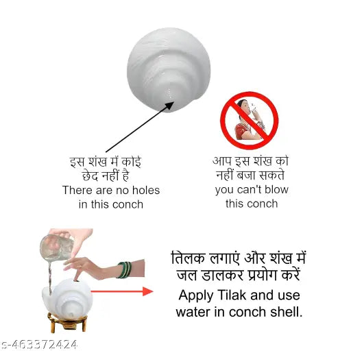 Decorative Jal Shankh for Pooja & Spiritual Ceremonies | Non Blowing Jol Shankh | Paniwala Shankh | Conch Shell - 11 cm (Pack of 1)