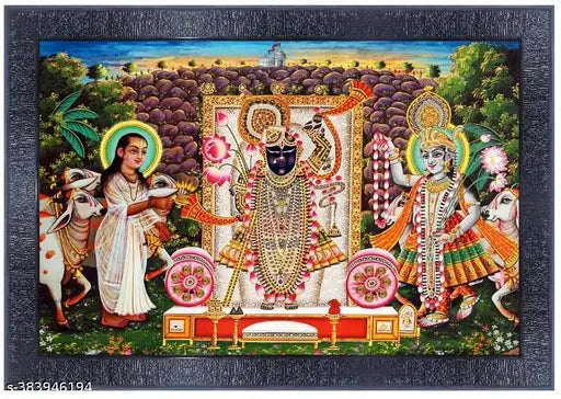 PnF shrinathji yamunaji mahaprabhuji Religious Wood Photo Frames with Acrylic Sheet (Glass) for Worship/Pooja22556