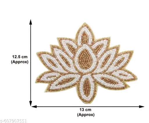 White and golden beads lotus,set of 2