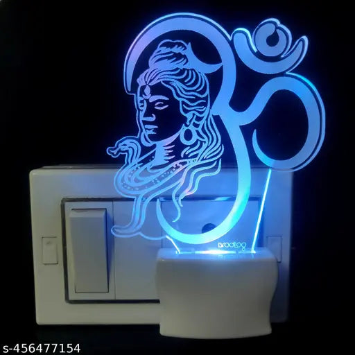 Mahadev 3D Optical Illusion Night Lamp | Acrylic Multicolor LED Shiv Ji Light | 7 Color Changing RGB LED Table Lamp | Mahakal Shiv Night Light for Home, Office & Gift Decoration