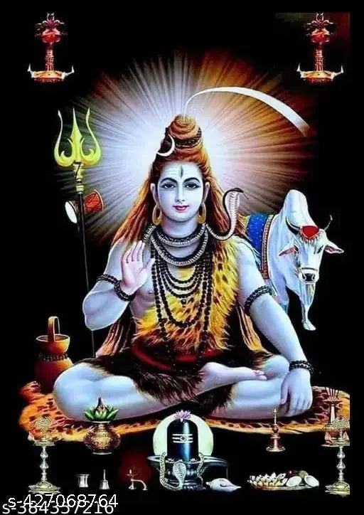 HAF  BHAGWAN  SHIV Painting Photo Frame Wall Hanging home decoration (9 inch x12inch)