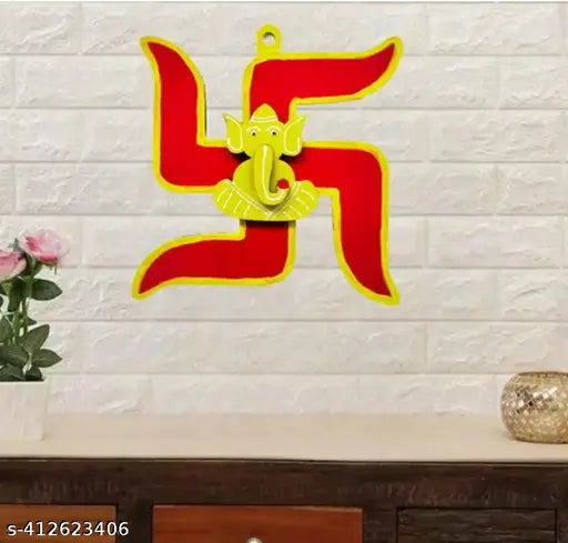 AADYA CREATION Swastik Special for Door Entrance,Vastu,Goodluck,Religious Symbols,Pooja,Fengshui,Nazar Battu,Evil Eye,Mandir,Gift,Decoration,Home and Wall Decor (Wood,5 x 5 inch) Pack of 1 unit