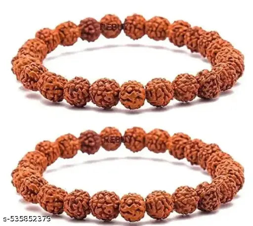 Authentic 16-Bead Rudraksha Elastic Bracelet for Men & Women (pack of 2) | Original Rudraksha bracelet | 18 beads elastic hand bracelet | Handcrafted Rudraksha jewelry | Bracelet for Men & Women | Panchmukhi Rudraksha energy yantra pack of 2