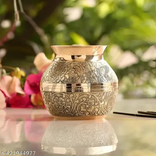 KAPER Kalash Lota for puja accessories Diwali Decorative Mandir or Temple Items Small Pooja Articles (3x3 Inches)