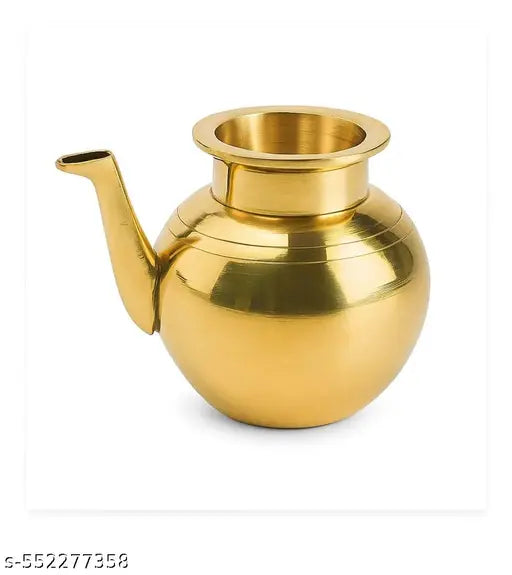 Srinika Brass Gokarna Kindi | Traditional Lota Lutiya Pooja Kalash | Sacred Water Vessel for Home Temple & Rituals | 3 Inches, 220gm