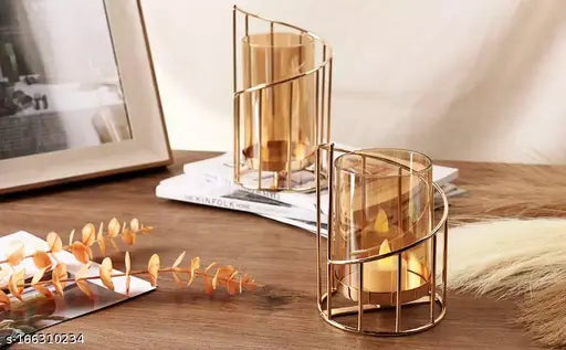 Next In Metal Geometric Candle Holder Gold Pillar Candle Holder With Removable Glass Modern Candle Holder Decorative For Table