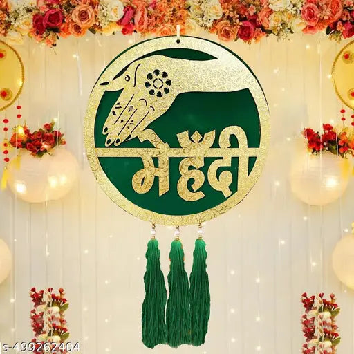 Mehndi Decorations Items | Mehndi Door Board For Home Decorations - Wedding Decorations Board | Mehndi Theme Door Board For Party Celebration