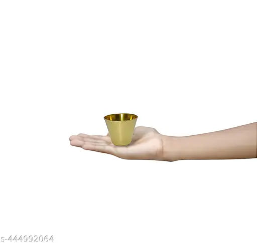 Trendy Brass Small Glass Pooja Accessories | Pittal Ka Glass for Offering Water - 6 Pcs Combo