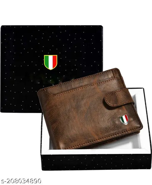 Attractive Men Rust Two Fold Leather Wallets