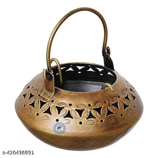 Rajasthani Pure Handmade Handpainted Painted Tea Light Lantern Set with bells and bracket