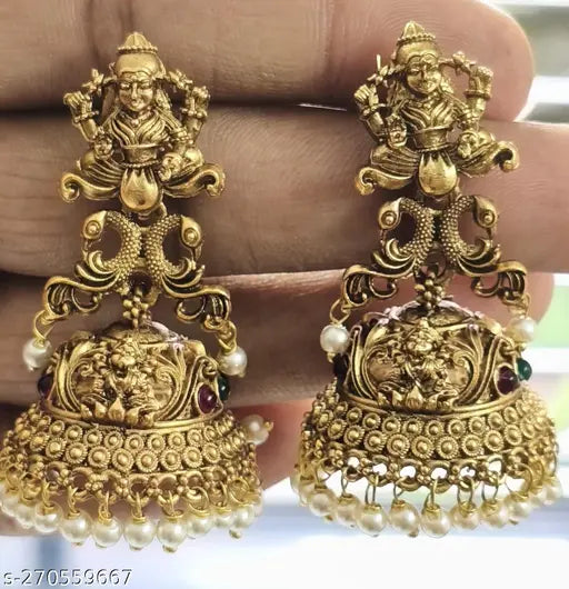 SHREE ADINATH CREATIONS  Traditional Temple South Indian Jhumki | Jhumki Earring's | Antique Gold Plated kempu stones Work Jhumka Earring II South Indian Traditional Jhumka Earring's For Women's II Women's Gift II Diwali Gift II