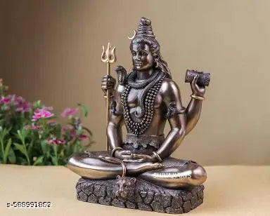 Shiva Statue, 21 CM Bonded Bronze Meditating Lord Shiva Idol, Shiv, Siva, Adiyogi. Hindu god of Yoga,Dance,Arts,Meditation,Time & Destruction.