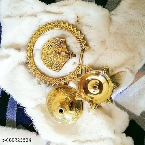 Brass Peacock Chakra Diya for Pooja, Temple, and Festival Decoration
