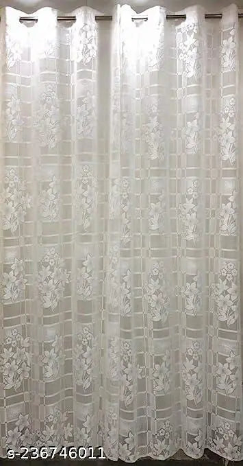 Harvee Traders Polyester Beautiful Heavy Flower Tissue Net  Semi Transparent Fancy Sheer Curtain Parda for Living || Home Use  4 x 5 Feet Window, 4×7 Door, 4×9 Long Door Use 2 Pecs Curtains