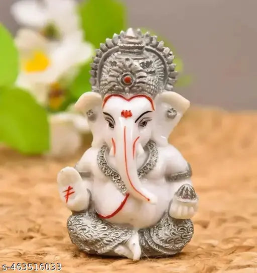 Handcrafted Polyresin Ganesh. ji Idol for Car Dashboard |Pooja Room I Home Temple Decoration Items I God Idols I Statue I (Size :: 3 x 2 Inches)