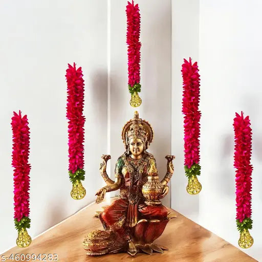Garland for Decoration  Festive, Wedding, Home Decor  Yellow  Door Decoration  Perfect for Wedding Decoration, Home Wall Hanging, Pooja Mandir, Ganpati, Janmashtami , Diwali Decoration Item  Pack of 5 -Pink