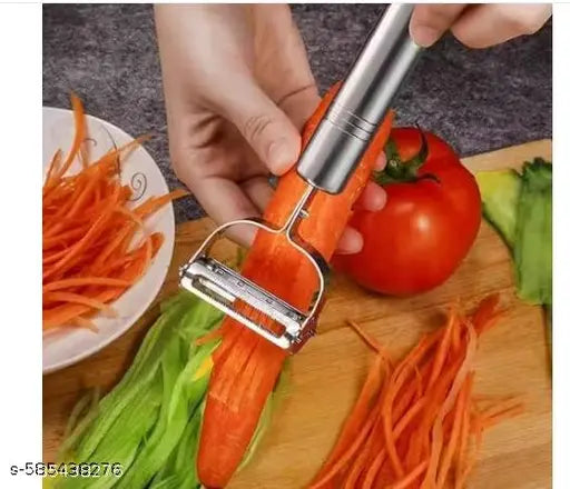 2 in 1 Peeler Julienne for Salad, Potato Peeler, Vegetable Slicer, Multi-Functional, Fruit Slicer, Adjustable Veggie Shredder, Kitchen Noodle Cutter, Stainless Steel (Pack Of 2)