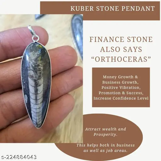 Natural Orthoceras fossil pendant Kuber Stone pendant for men and women Natural Kuber crystal locket Reiki Energy Orthoceras finance Pendant