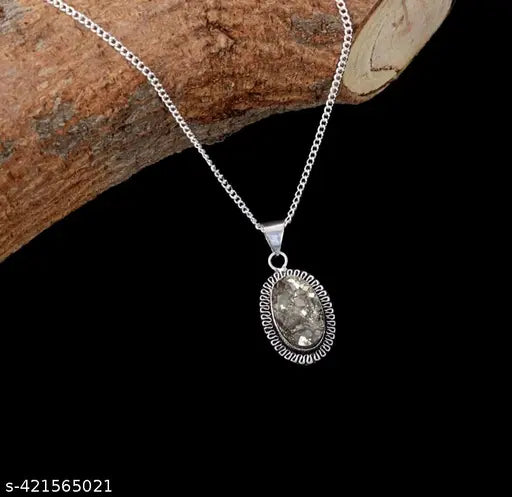 Natural  Pyrite Oval Shap Pendant, Crystal Stone Locket - Pendant for Reiki Healing and Crystal Healing Gemstone for Unisex