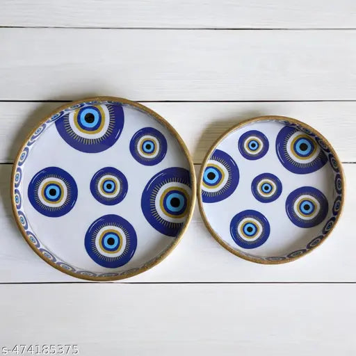 Madraks Evil Eye Round MDF Decorative Tray Set