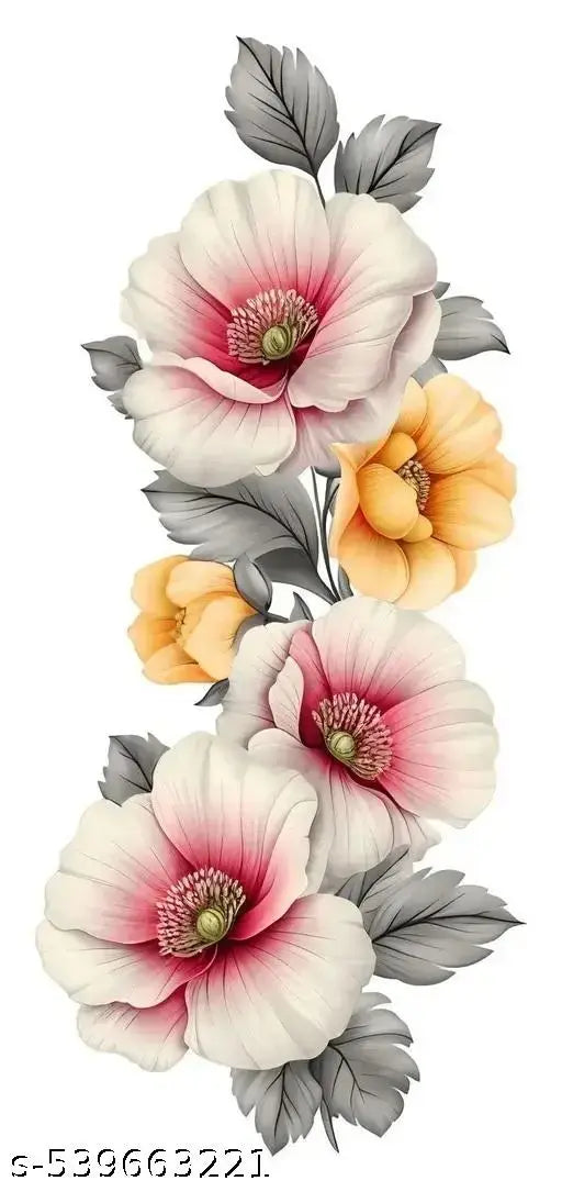 Krishna Sticker " Vintage Flower For Decoration " PVC Vinyl Wall Sticker (50 x 70 cms) - Material Vinyl