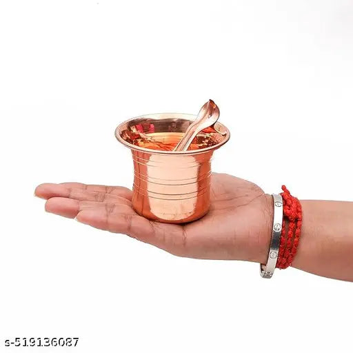 SriMaa Ventures Copper Panchapatra with Spoon for Pooja | Traditional Panchapatra Set