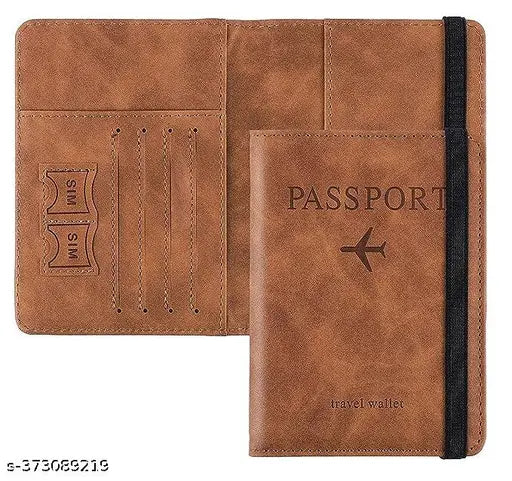 StealODeal Passport Holder Cover Wallet RFID Blocking PU Leather Travel Document Holder  (Brown)