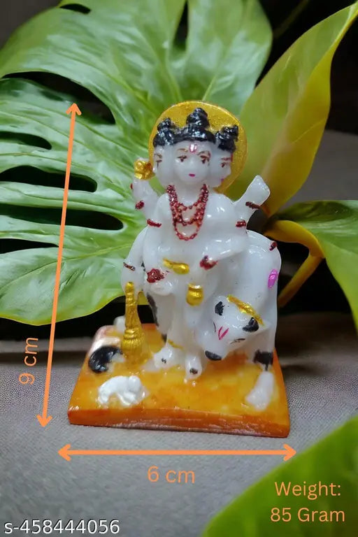 Shri Dattatrey Statue with Cow, Hindu Deity Figurine for Decor & Puja.