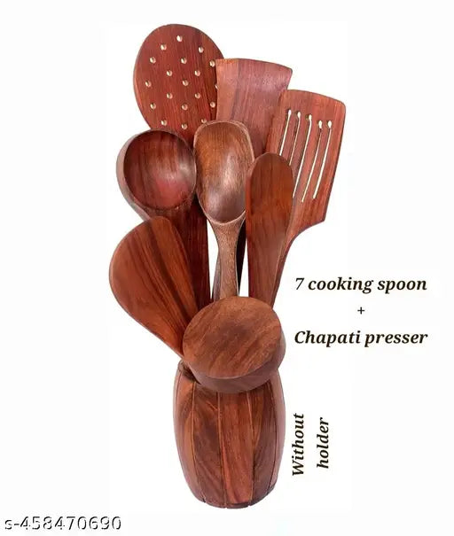 (Without holder) Cooking spoon set of 7 with roti presser / Kitchen item