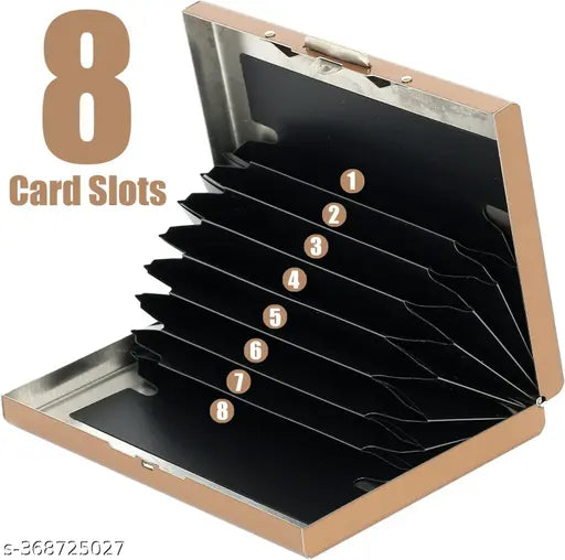 StealODeal Stainless Steel RFID Blocking Credit/Debit 8 Card Holder  (Set of 1Rose Gold )