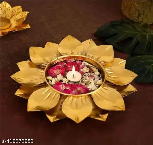 Red Skull Decor Petals Urli Bowl for Beautiful Decorative for Home Handcrafted Bowl for Floating Flowers and Tea Light Candles Home, Office and Table Decor| Diwali Decoration Items for Home