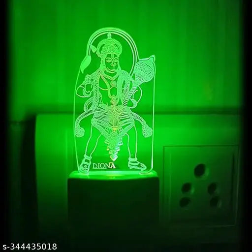 Diona Hanuman LED Night Lamp 3D Illusion Multi Color changing night light for festival gift,bed room, kids room, temple, office portable night lamp
