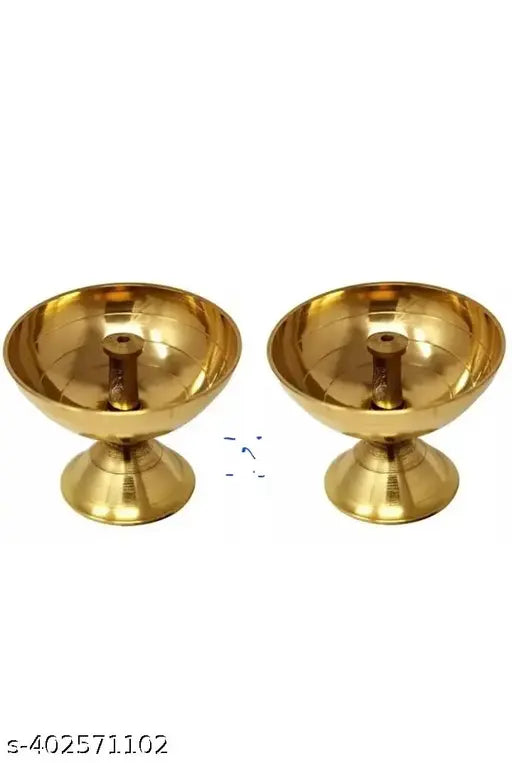 Traditional Brass Diya for Puja | Pooja Aarti | Arti Deepak Deepam Oil Lamp for Home Temple Puja Articles Decor Gifts-  (2)