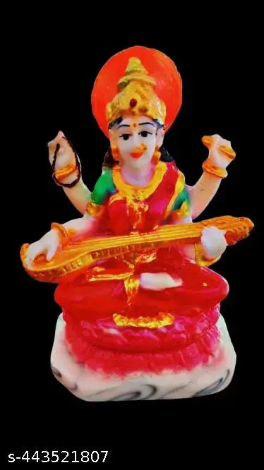 Saraswati Idol Statue for Home Decor for Diwali Temple_ Multicolor