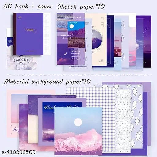 Paper 346 Pcs Vintage Scrapbook Kit, Aesthetic Scrapbooking Kit For Journaling Supplies, Diy Scrapbooking Supplies Bulet Junk Journal Purple