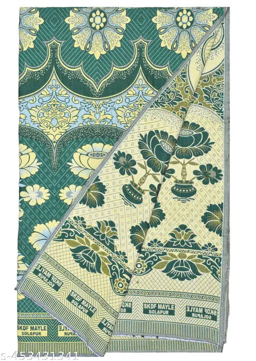 TUNI MANI Flower Pot Design Blanket/Solapur Cotton Chaddar/Size: 60" x 90"inches / 5' x 7.5' Feet Bedsheet (Queen Size) ( (Light Green))