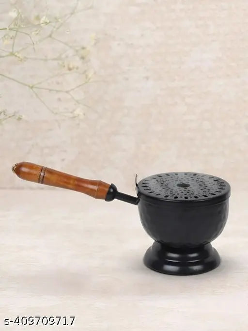 Round Metal Incense Burner for Home, Office, Temple Puja | Metal Dhoop Dani | Aarti Burner | Dhoop Dani Burner | Traditional Puja Accessories | Metal Incense Holder