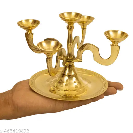 Purthika Brass Karpoor Diya Deepam Burner Karpuram Arati Stand for Puja|Pooja Room Camphor Dani Holder for Your Mandir Home & Office- Anjikali