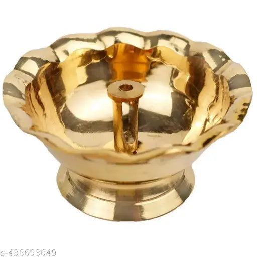 Brass Akhand Floral Oil Lamp for Puja purchase Table Diya Oil Lamp
