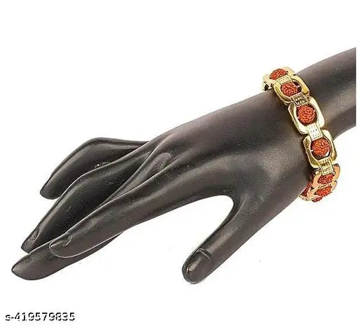 Sacred Connection,GOLD PLATED RUDRAKSH BRESLATE ,RAKHI ,RUDRAKSH RAKHI ,NEW STYLE BRESLATE FOR MAN