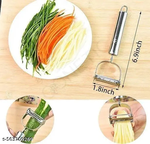2 in 1 Stainless Steel Julienne & Vegetable Peeler – Dual‑Blade Slicer, Ergonomic Hand Grip, Kitchen Gadget