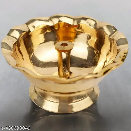 Brass Akhand Floral Oil Lamp for Puja purchase Table Diya Oil Lamp