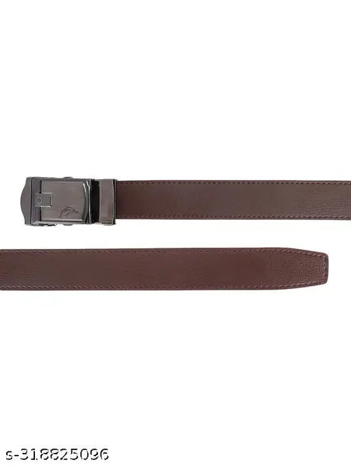 Sunshopping men's black auto lock buckle pu leather belt