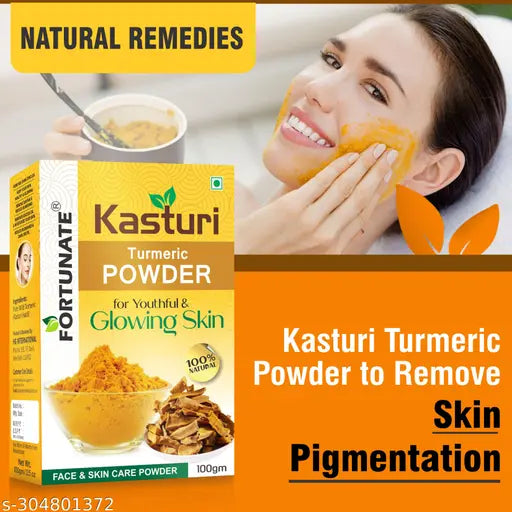 FORTUNATE Kasturi Haldi Powder for face (100 grams) | Wild turmeric powder for glowing skin | Kasturi Manjal | 100% Natural, Chemical-free, Perseverative-free, Non-GMO
