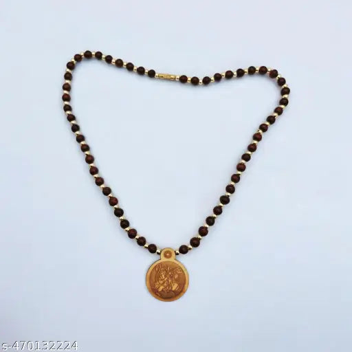 BRIJ HAAT Wooden Carving Hanuman ji Handmade round with Beads Mala