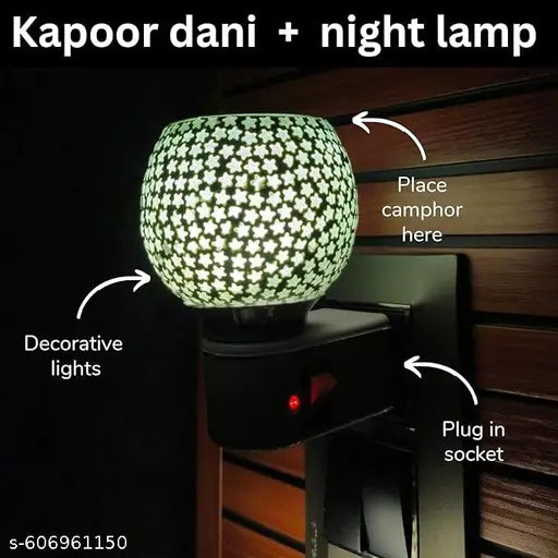 Premium Home Scented  Star Glass Ceremic Kapoor Dani & Essential Oil Diffuser( Lav+Tea Tree-15ml) Electric Air Freshener Decorative Kapoordani Diffuser Lamp With ( with ON | Off Switch to Toggle Between Lamp & Burner ) Best For Gifting Purpose