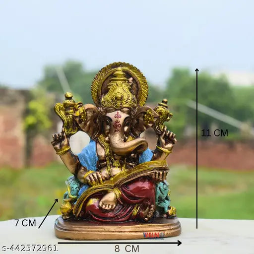 Small Ramayana Reading Ganesha for Car Dashboard and Table Decor