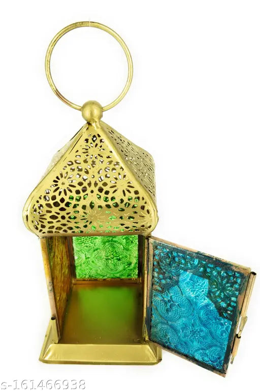 SUTEKI , Hanging Moroccan Lantern Lamp Tea Light Candle Holder For Home Decor Iron Tealight Holder (Multicolor, Pack of 1)