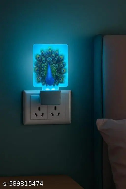1st Time LED Peacock Night Lamp | MultiColour Plug-in Decorative Light for Bedroom, Living Room & Temple | Beautiful Glowing Acrylic Night Light, 7 X 5.5 X 12 Cm, MultiColour